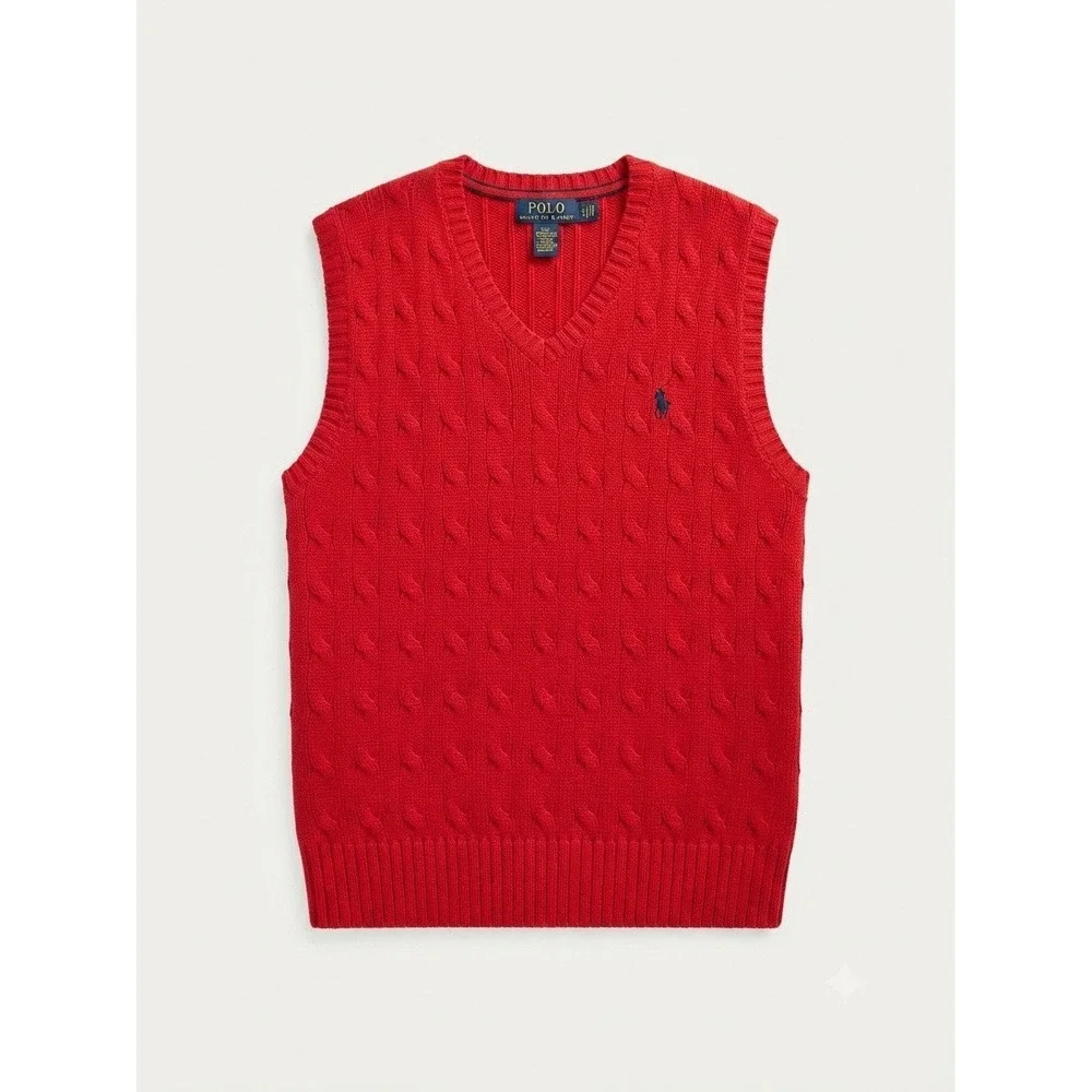 Boys Ralph Lauren Red Vest 8 Preppy School Cotton Classic Dressy
